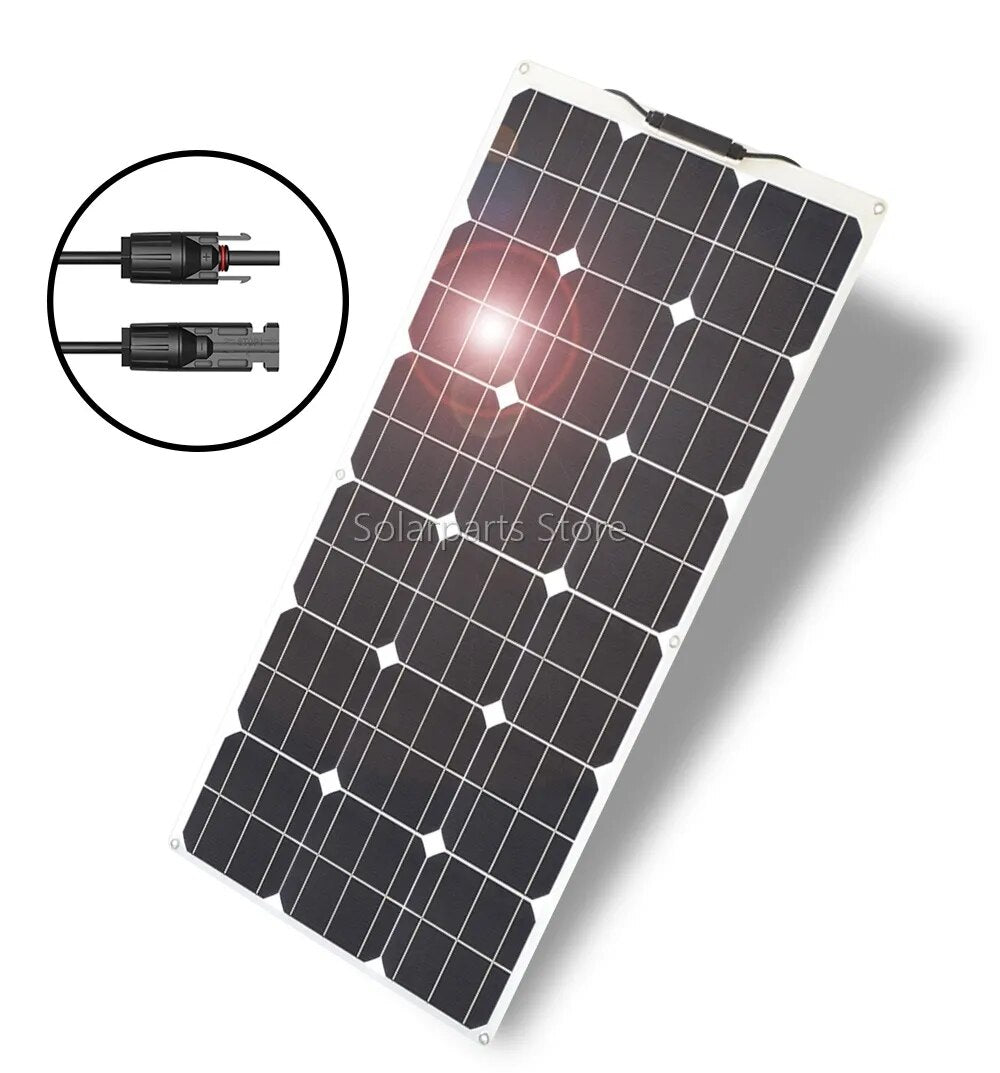 200W & 100W Flexible Solar Panel kit complete Photovoltaic Module Cell Controller for RV Boat Car Home 12 V 24V Battery Charger