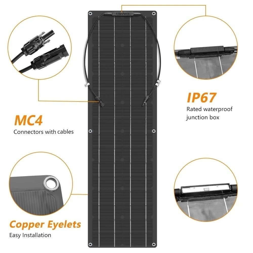 100 Watt Flexible Solar Panel Kit 12V 100W 50W High Efficiency Monocrystalline Silicon Cells PV Panels