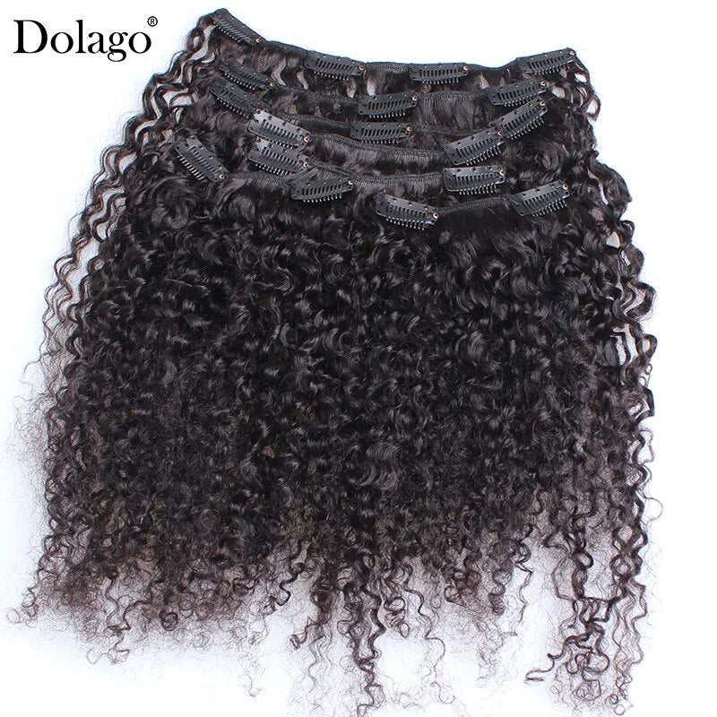 3B 3C Kinky Curly Clip In Hair Extensions Human Hair