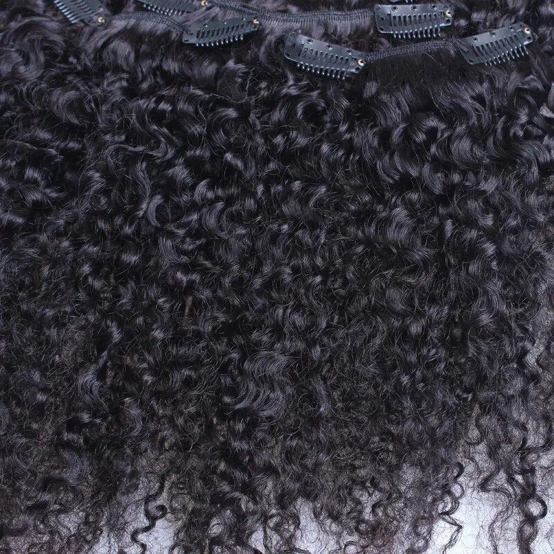 3B 3C Kinky Curly Clip In Hair Extensions Human Hair