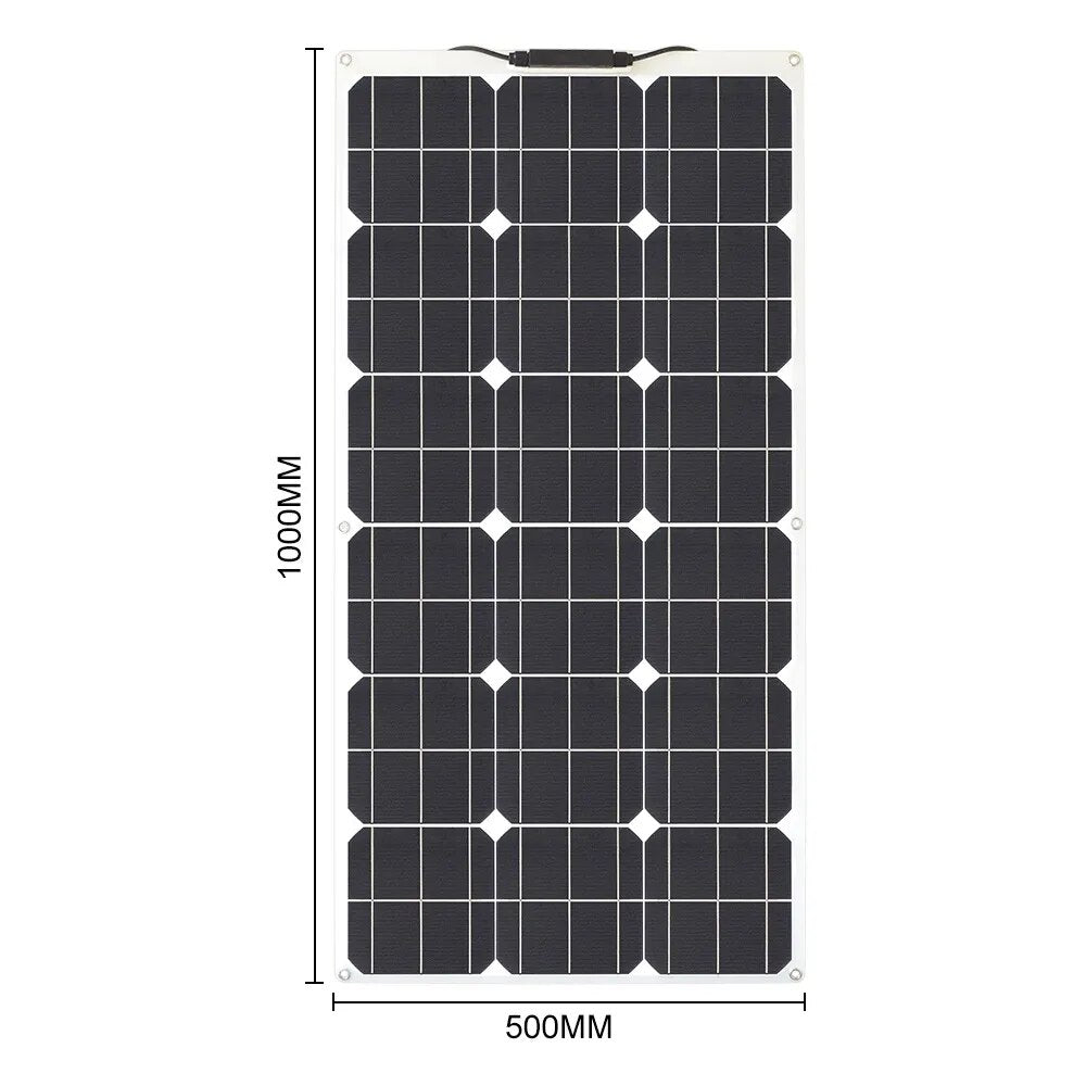 200W & 100W Flexible Solar Panel kit complete Photovoltaic Module Cell Controller for RV Boat Car Home 12 V 24V Battery Charger