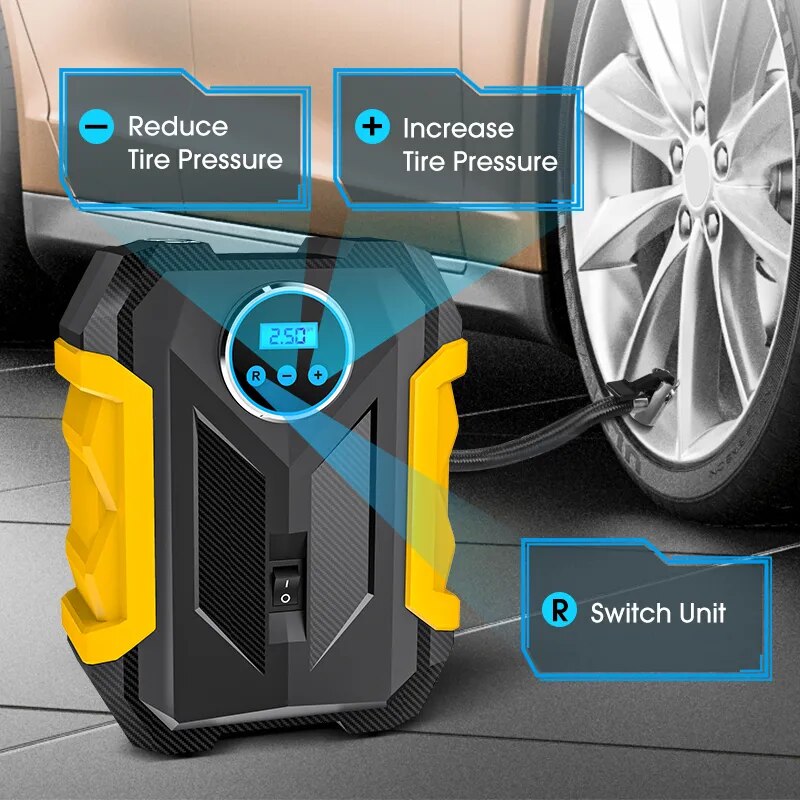 Carsun Digital Tire Inflator Car Portable Air Compressor Pump 150 PSI Car Air Pump With LED Lamp For Car Bicycles Motorcycles