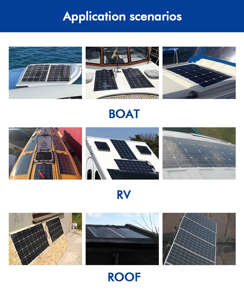 200W & 100W Flexible Solar Panel kit complete Photovoltaic Module Cell Controller for RV Boat Car Home 12 V 24V Battery Charger