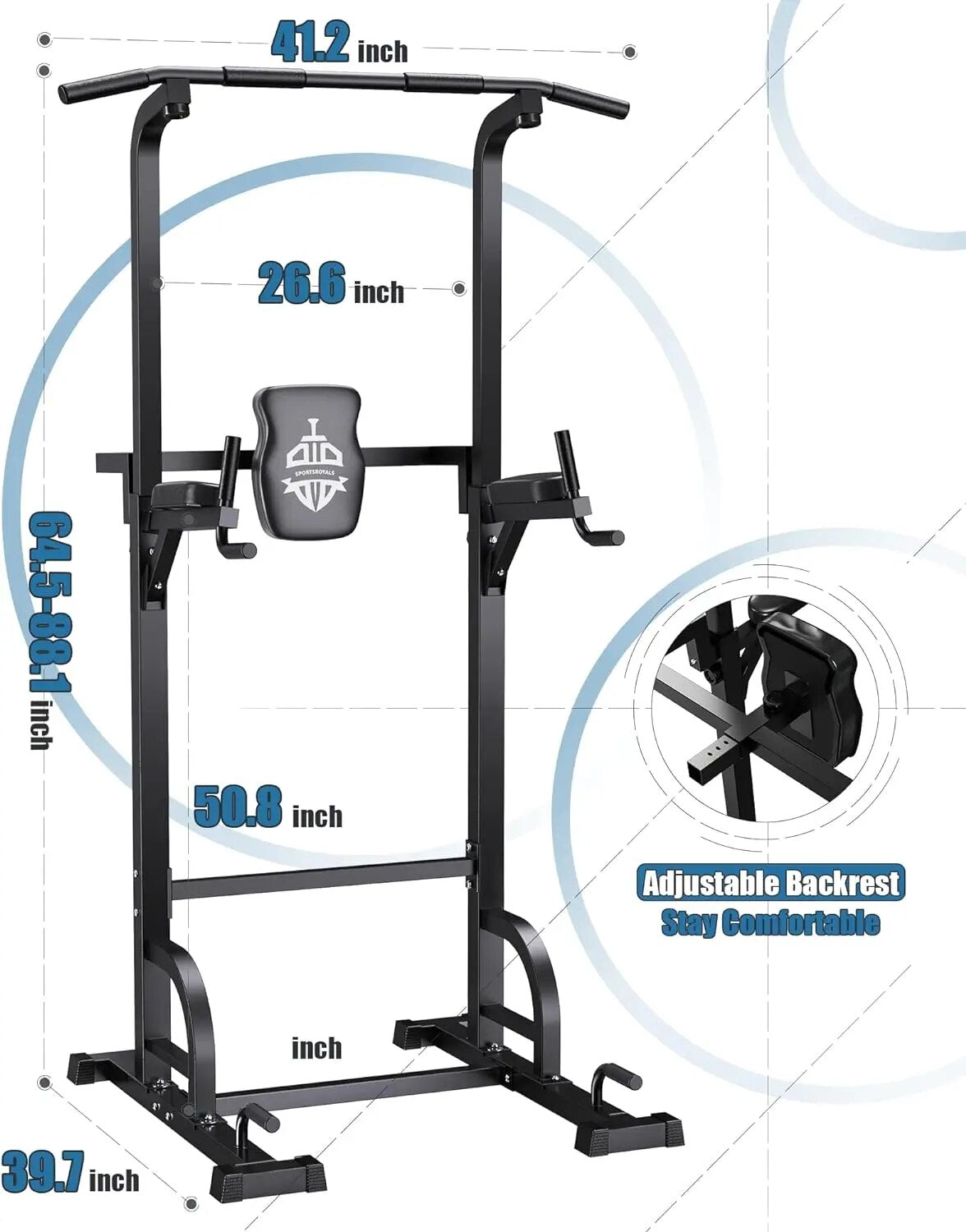 Power Tower Dip Station Pull Up Bar for Home Gym Strength Training Workout Equipment, 400LBS.