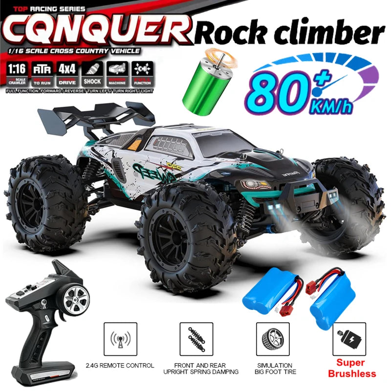 4WD Remote Control Car Off Road 4x4 RC High Speed Truck Super Brushless 50 or 80KM/H Fast Drift Racing Monster Toy Kids Adults