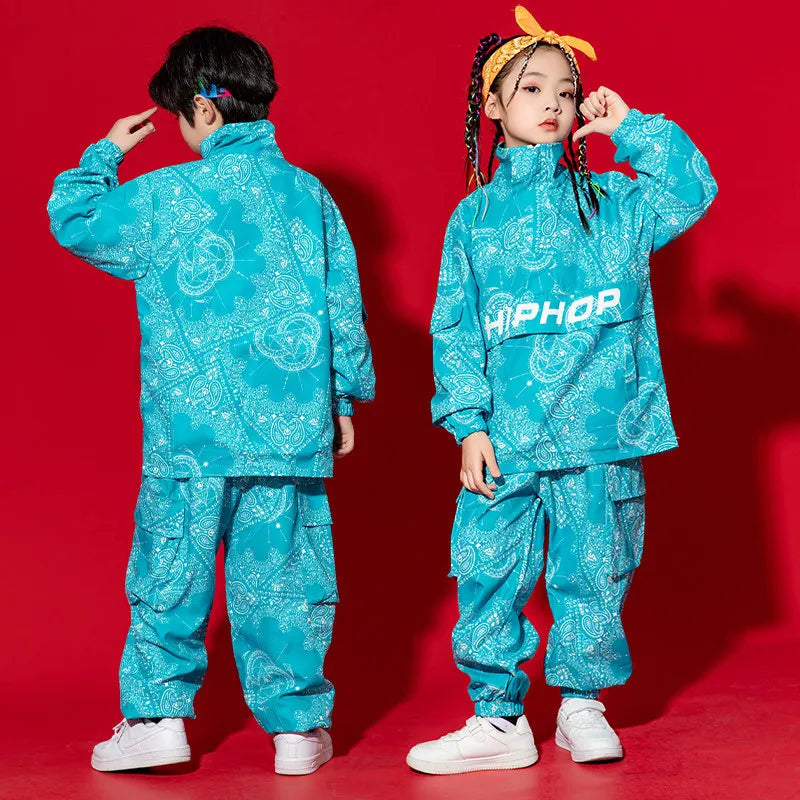 Boy & Hip Hop Paisley Sweatshirt Cargo Pants Clothes Sets