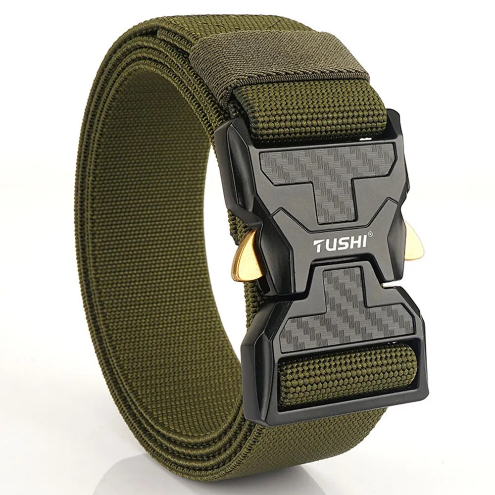 Military Army Belt Hard Alloy Rotating Buckle Sturdy Nylon for Men