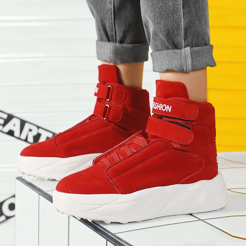 Red Men's Casual Sneakers Designer High top Skateboard Shoes