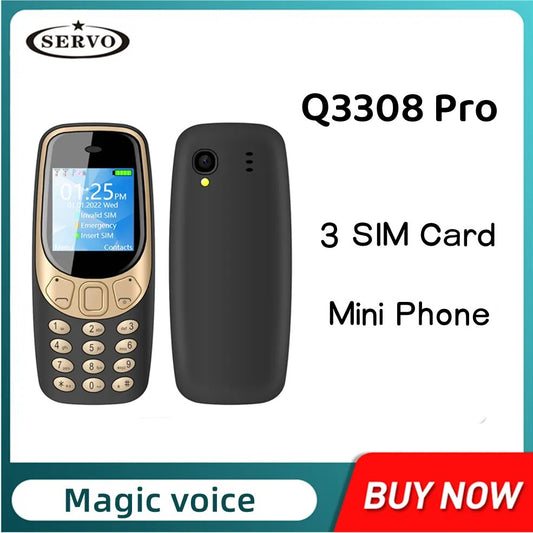 Pro Mini Cell phone 3 SIM Card 1.3" Small Pocket Mobile Phones