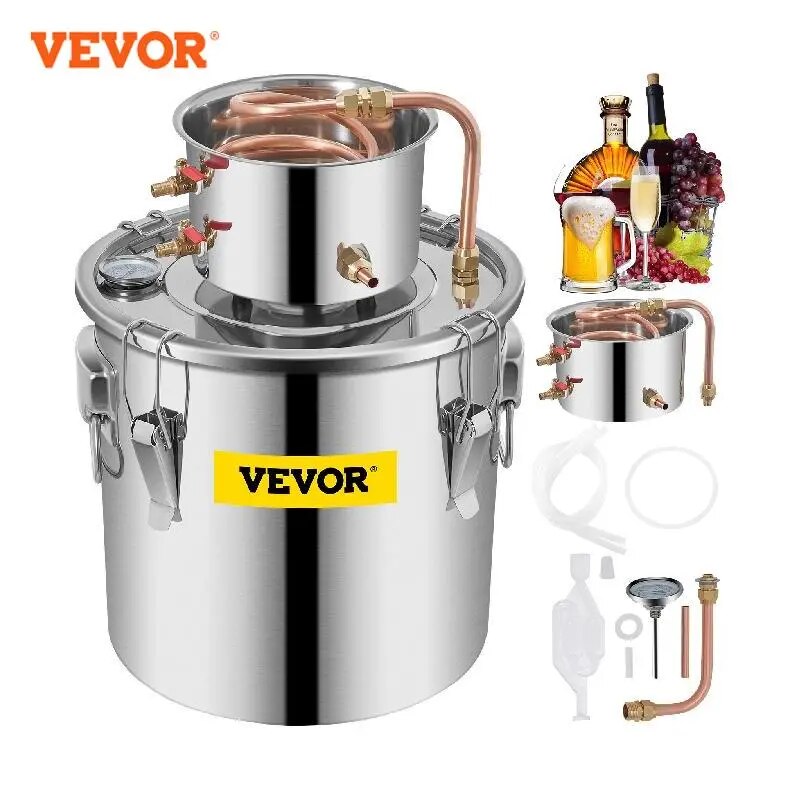 3 5 8 Gal Alcohol Distiller Still Stainless Copper Brewing Kit