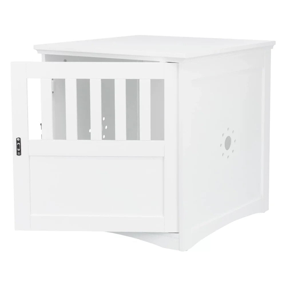 Furniture Style 1-Door Wooden Indoor Crate for Dogs, White, Pet Supplies,