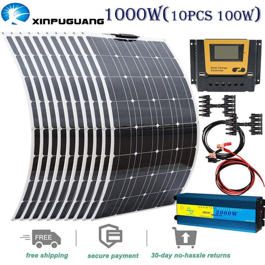 1000W flexible solar panel photovoltaic system balcony power plant PV Mono 2000W 110V /220V inverter