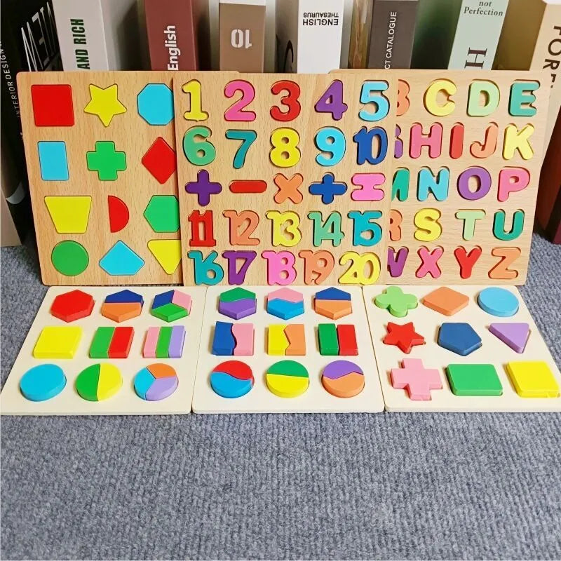 Montessori Toy Wood Shape Peg Puzzles Jigsaw Baby 12-18-24 Months w