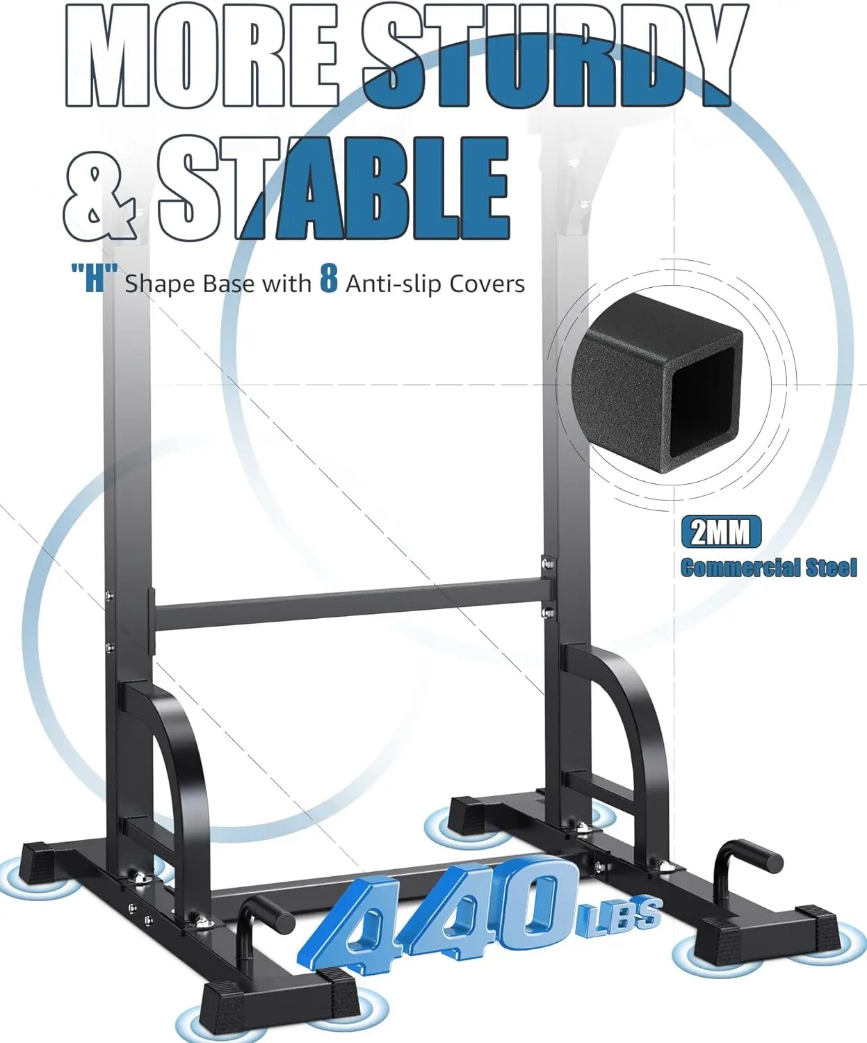 Power Tower Dip Station Pull Up Bar for Home Gym Strength Training Workout Equipment, 400LBS.