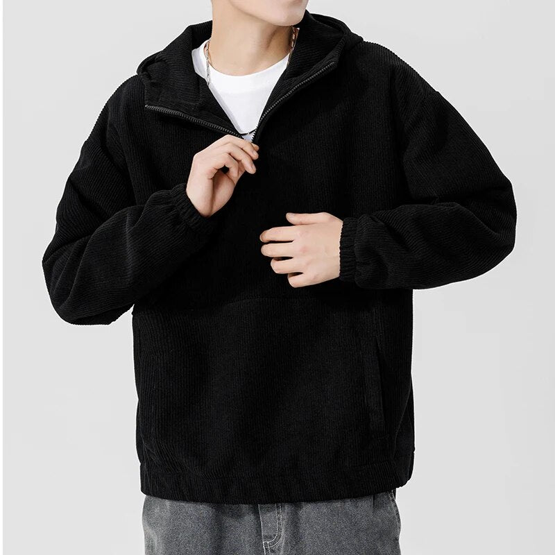 Three color hooded men's warm and fashionable casual pullover hoodie