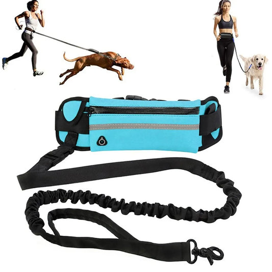 Hands Free Dog Leash for Running Walking Reflective Leash with Waist Bag