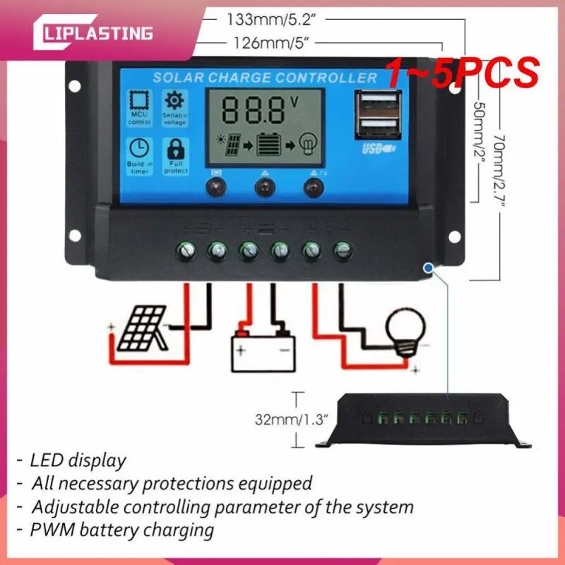 1~5PCS Solar Panel Power System USB Solar Panel Battery Charger 1000W Inverter Complete Controller Kit 220V Home Portable Power