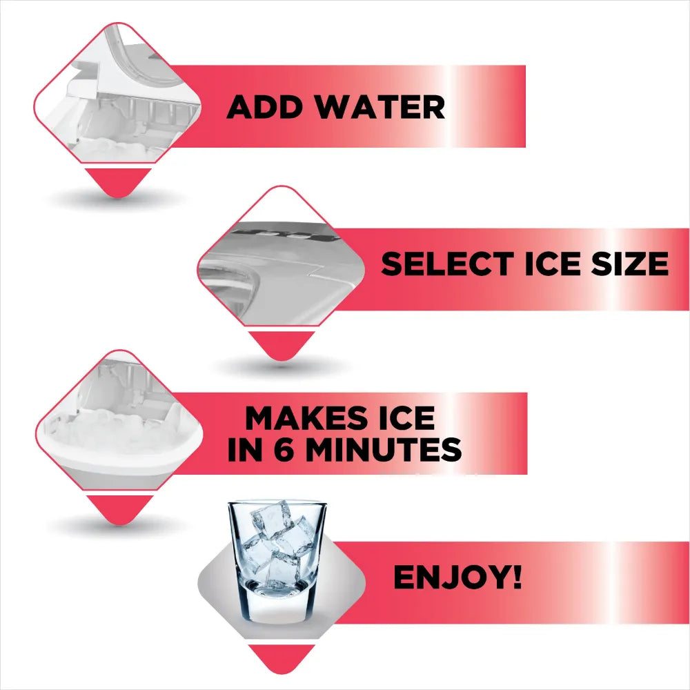 26lb. Portable Countertop Ice Maker - EFIC108  SILVER  Cube  Home Appliance