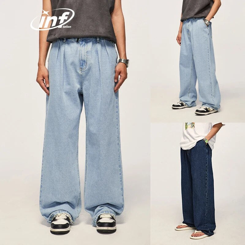 INFLATION Blue Retro Washed Denim Pants for Male