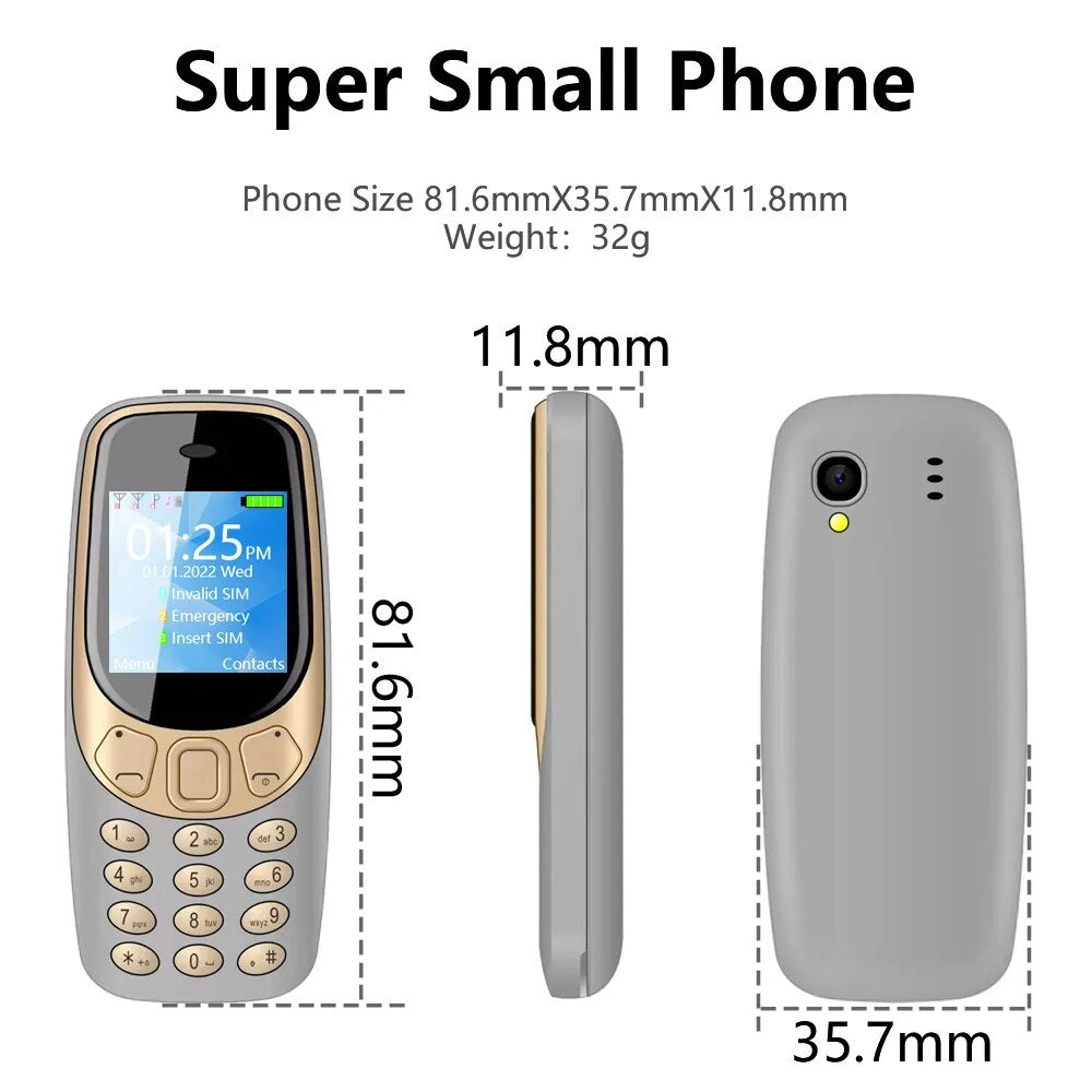 Pro Mini Cell phone 3 SIM Card 1.3" Small Pocket Mobile Phones