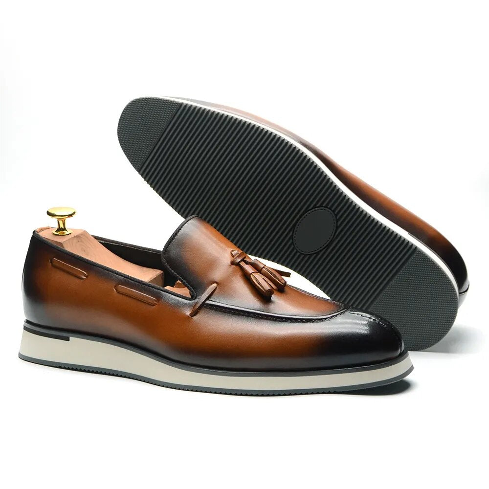 Genuine Leather Mens Sneakers Luxury Slip-on Boat Shoes