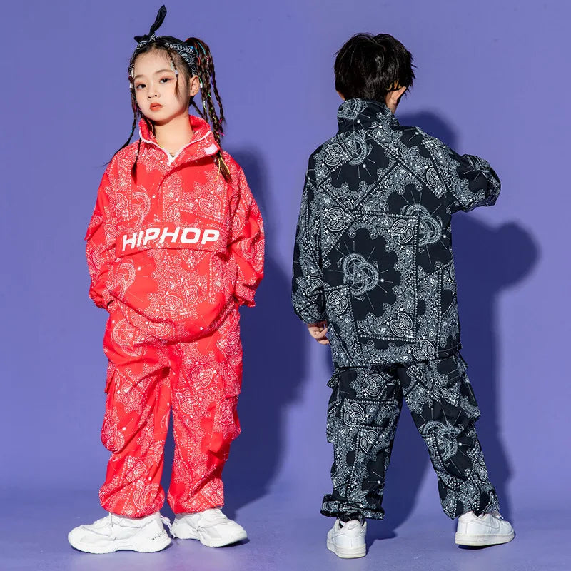 Boy & Hip Hop Paisley Sweatshirt Cargo Pants Clothes Sets