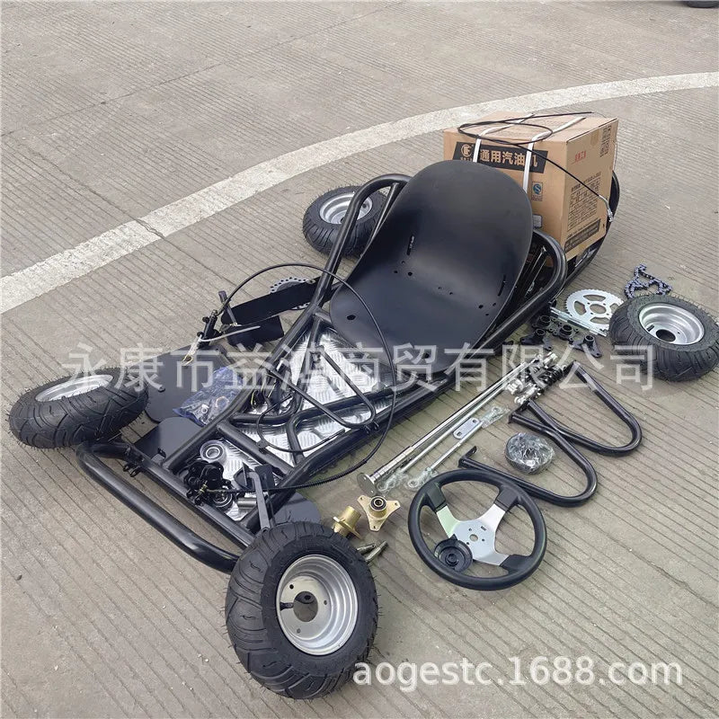 168CC modified four-wheeled motorcycle drift kart complete vehicle frame accessories gasoline 6-inch road tires.