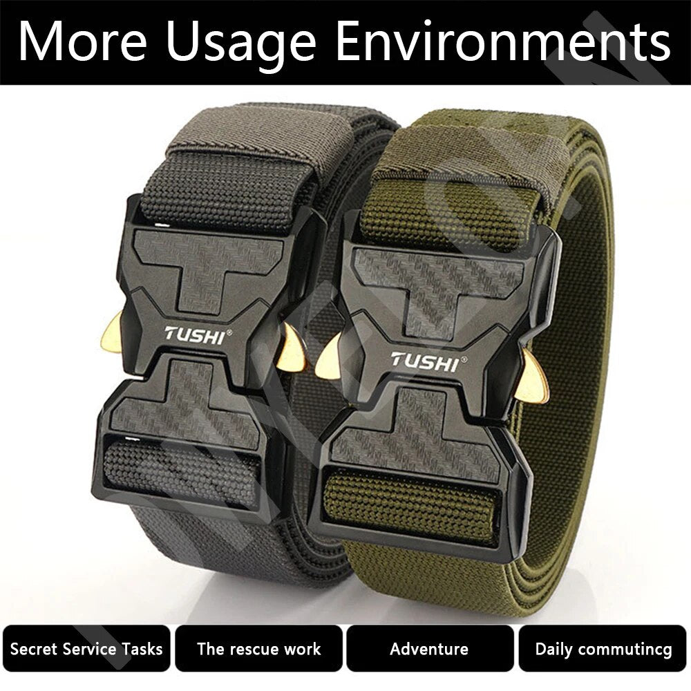 Military Army Belt Hard Alloy Rotating Buckle Sturdy Nylon for Men