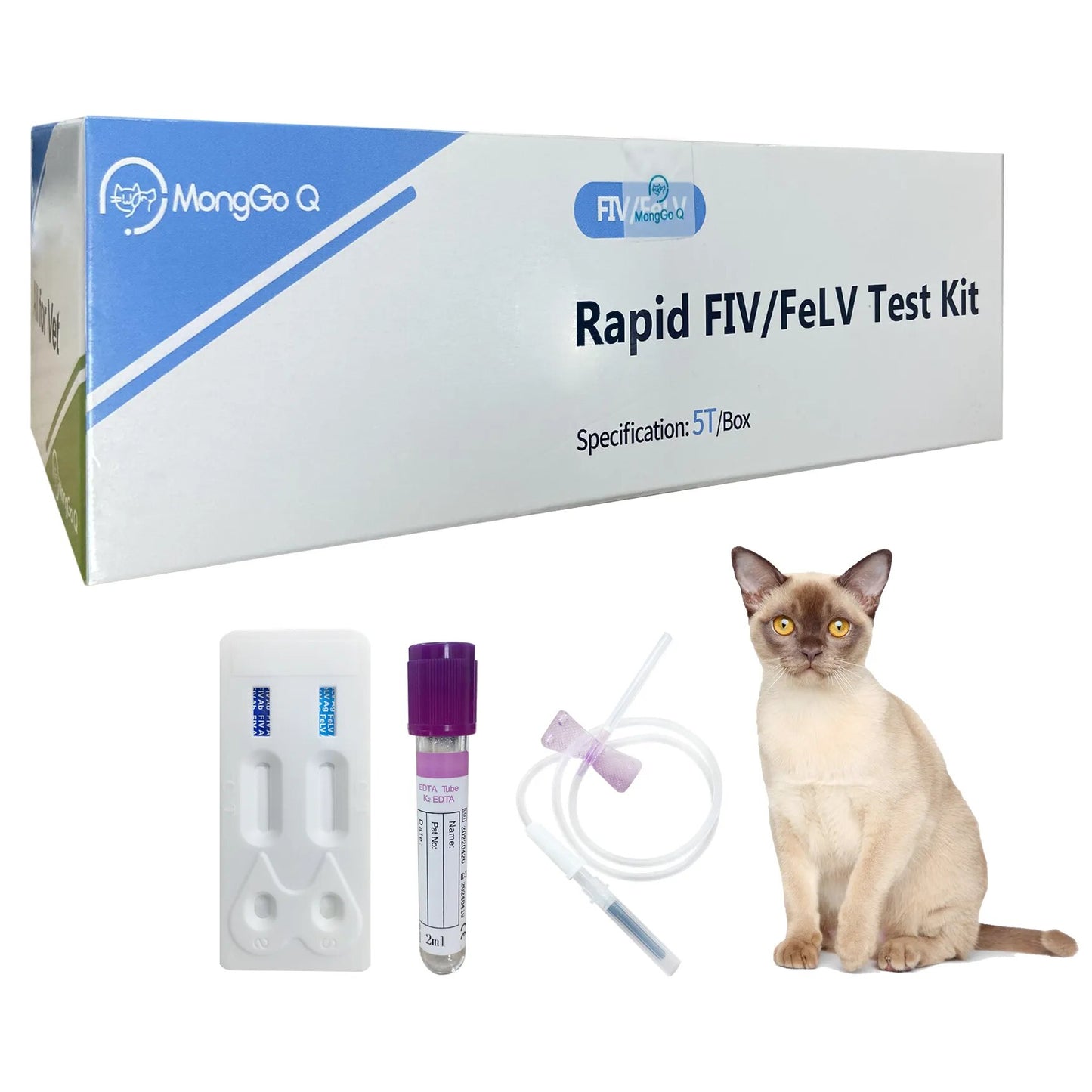 Auxiliary Diagnostic Healthy Testing Kit for Cats, Pet Feline, 5-Packed