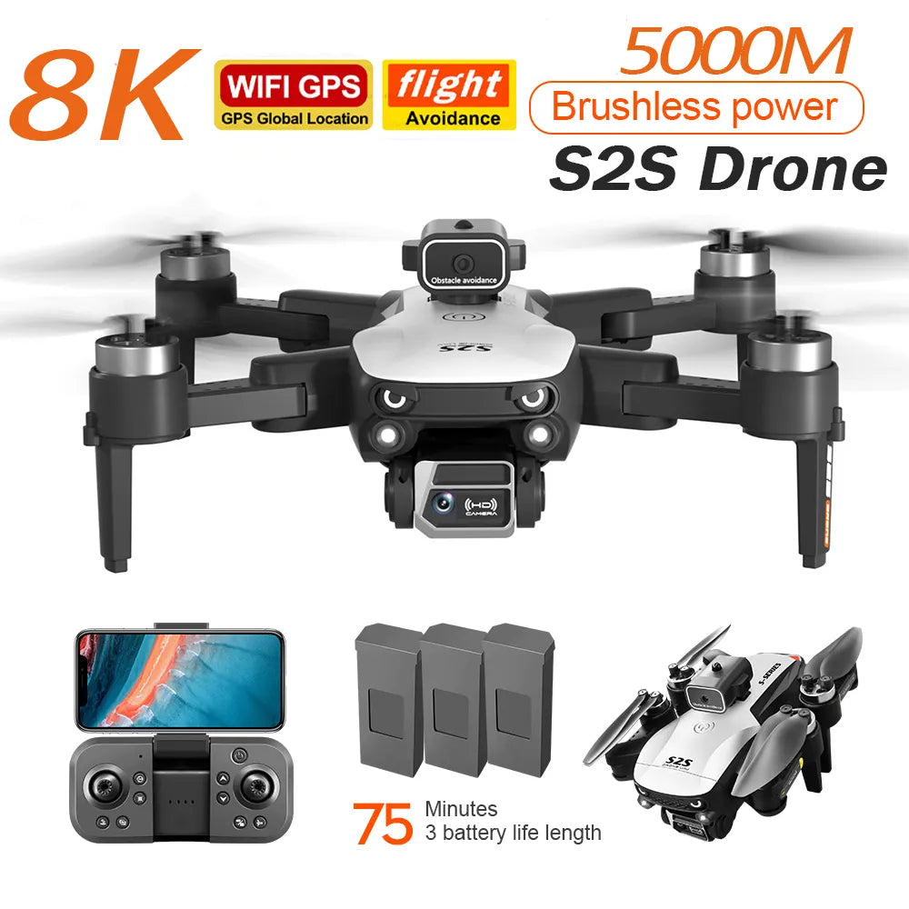 S2S Pro 4K Drone Professional Obstacle Avoidance 8K Dual HD Camera