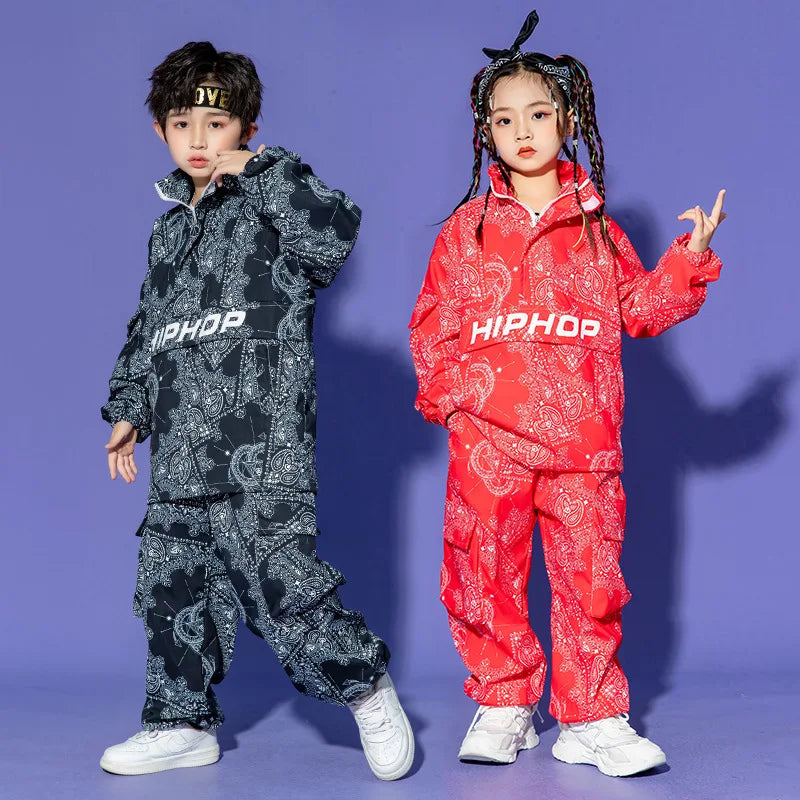 Boy & Hip Hop Paisley Sweatshirt Cargo Pants Clothes Sets