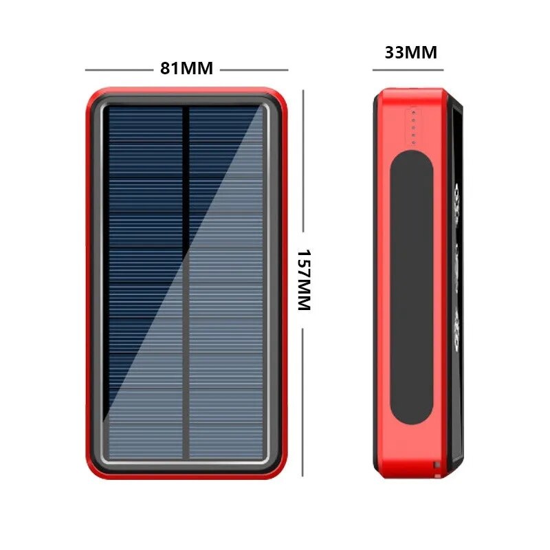 Wireless Solar Power Bank Portable 50000mAh Charger External Battery Charge with Strong 3 LED Light for Travel iPhone Xiaomi MI