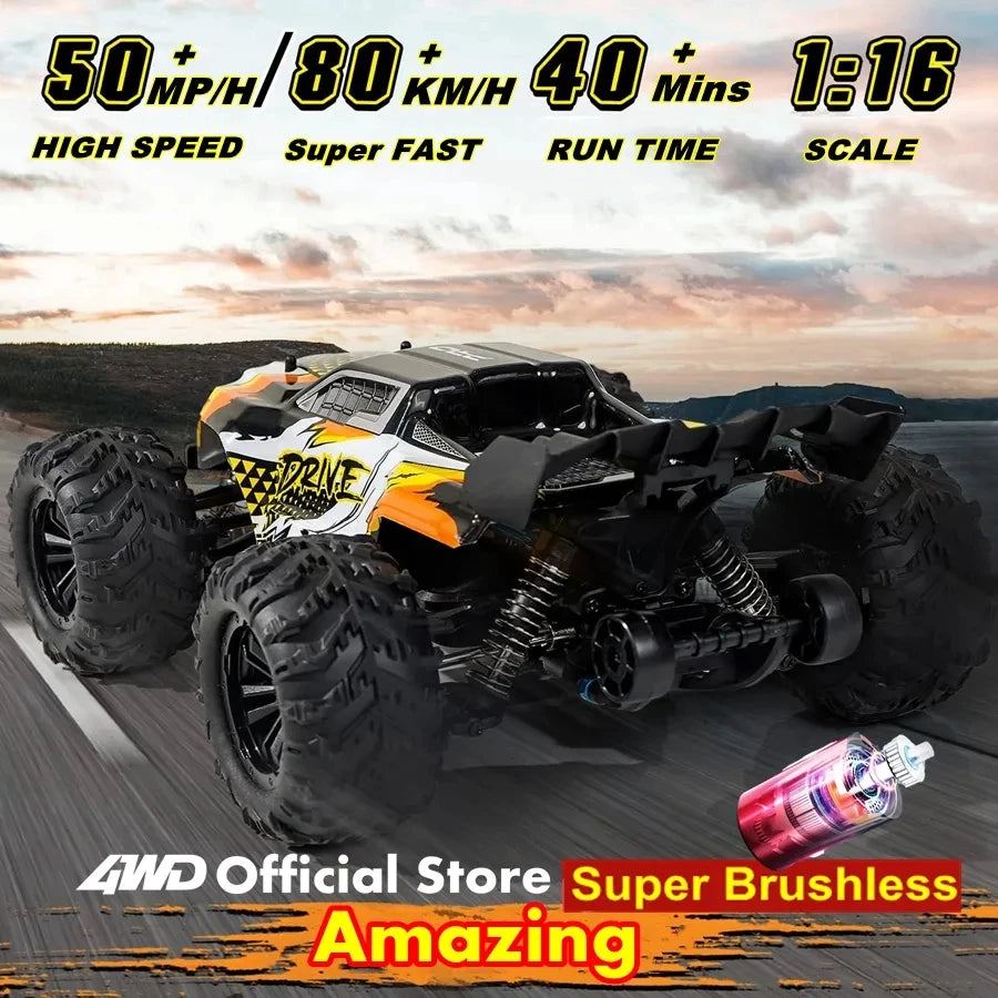 4WD Remote Control Car Off Road 4x4 RC High Speed Truck Super Brushless 50 or 80KM/H Fast Drift Racing Monster Toy Kids Adults