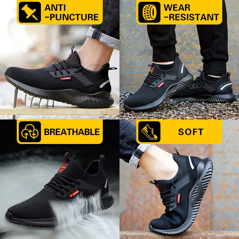 Safety Shoes  With Steel Toe Cap Anti-smash Men Work Shoes