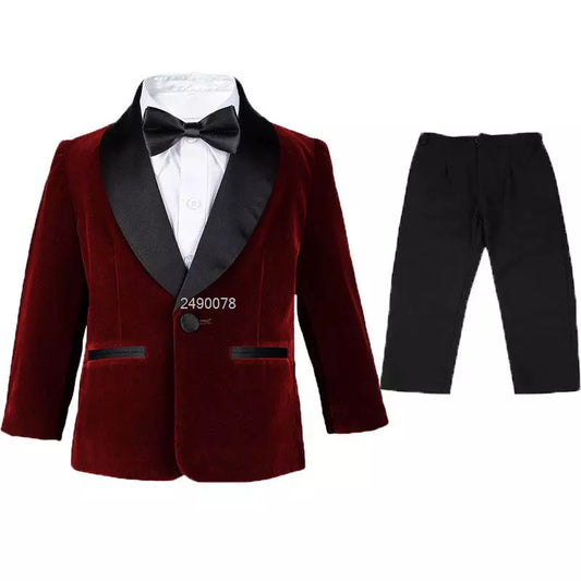 Gentleman Kids  Birthday Dress Baby Boys Velvet Jacket Pants