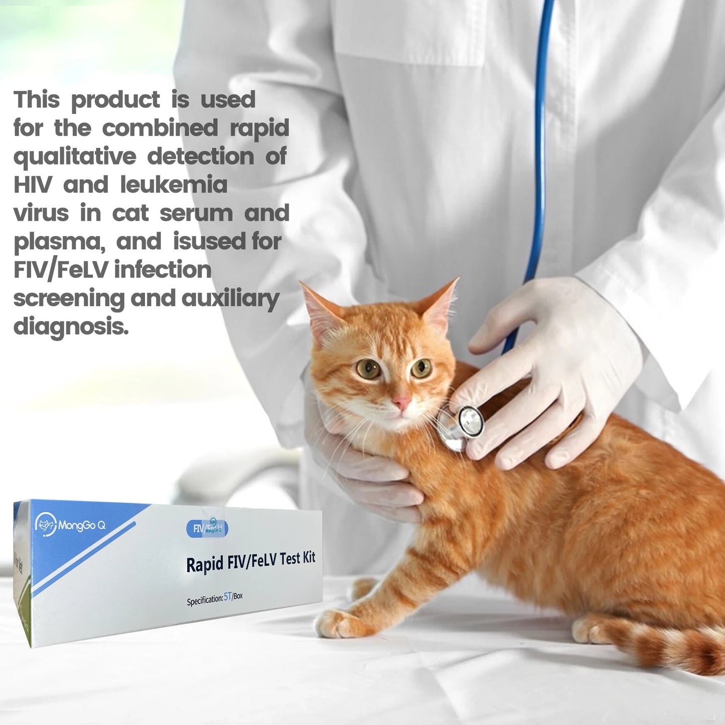 Auxiliary Diagnostic Healthy Testing Kit for Cats, Pet Feline, 5-Packed