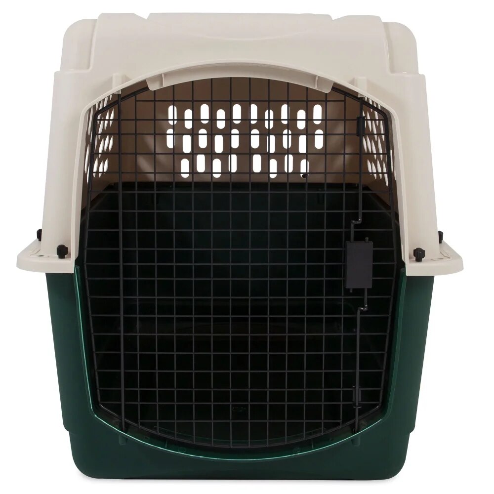 Kennel, 26 Inch Length, for Dogs 20 To 25 Pounds, Tan/Green, Pet Supplies,