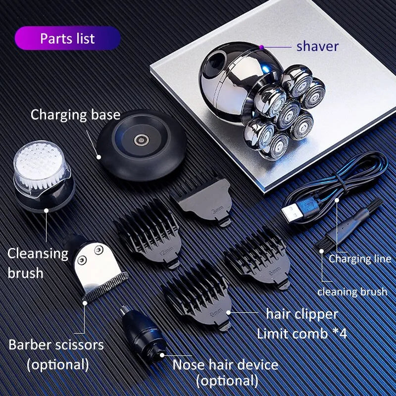 Electric Shaver 7D Floating Cutter Head Base Charging Portable