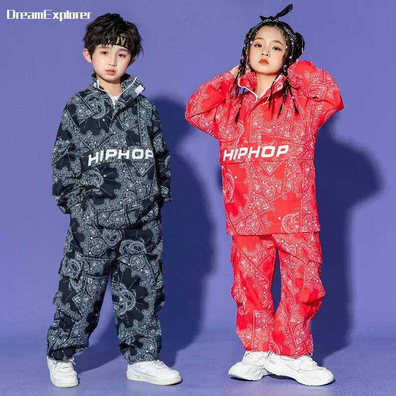 Boy & Hip Hop Paisley Sweatshirt Cargo Pants Clothes Sets