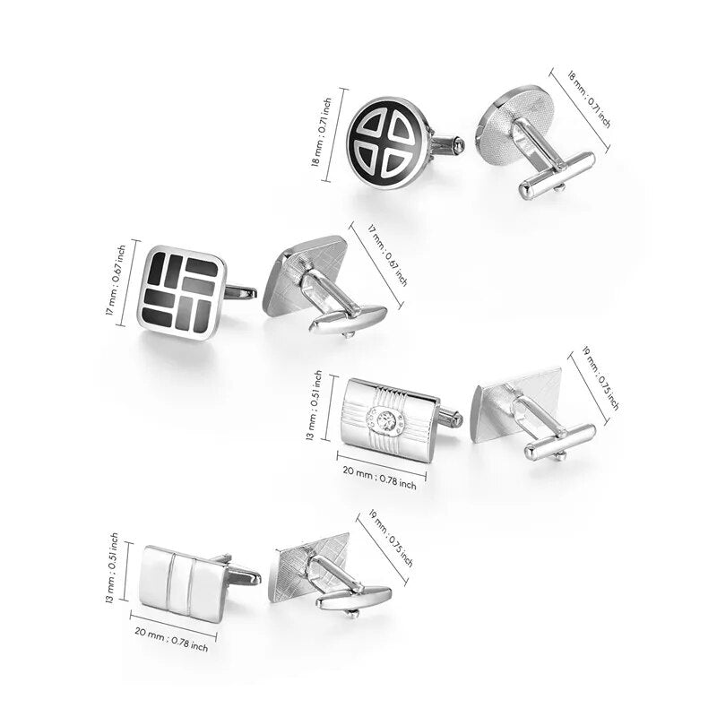 4 Pairs Cuff Links For Men