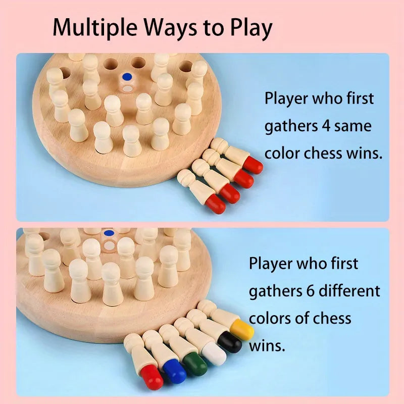 Wooden Color Memory Match Chess Toys Educational Logic Brainteaser