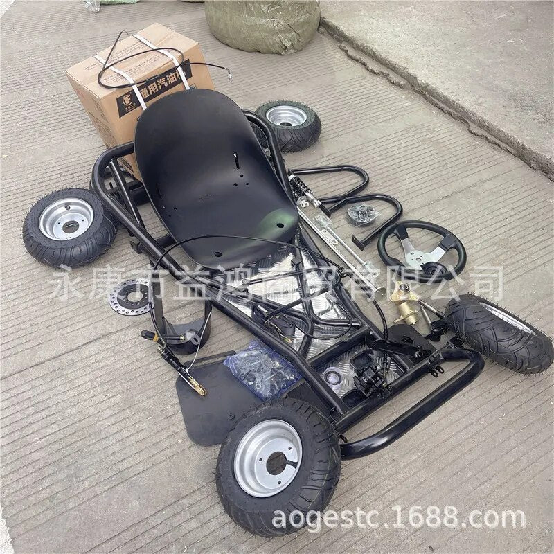 168CC modified four-wheeled motorcycle drift kart complete vehicle frame accessories gasoline 6-inch road tires.