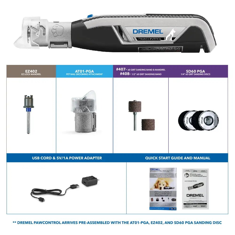 Dremel 7760-PGK 4 Volt Cordless Rotary Dog & Cat Pet Nail Grooming Kit