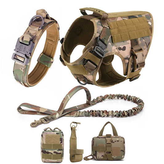 Large Dog Collar Military Dog Harness And Leash Set