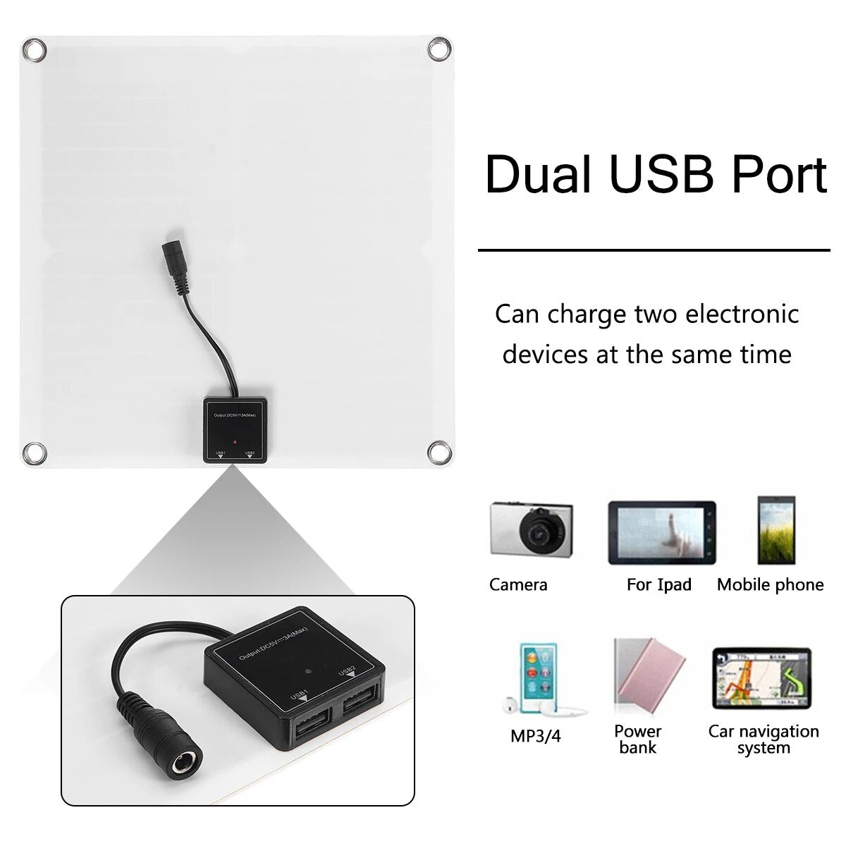 12V Car Battery Solar Panel Kit Solar Charger Portable Flexible Sun Power Solar Panel Charger Controller 2 USB Output 200W Max