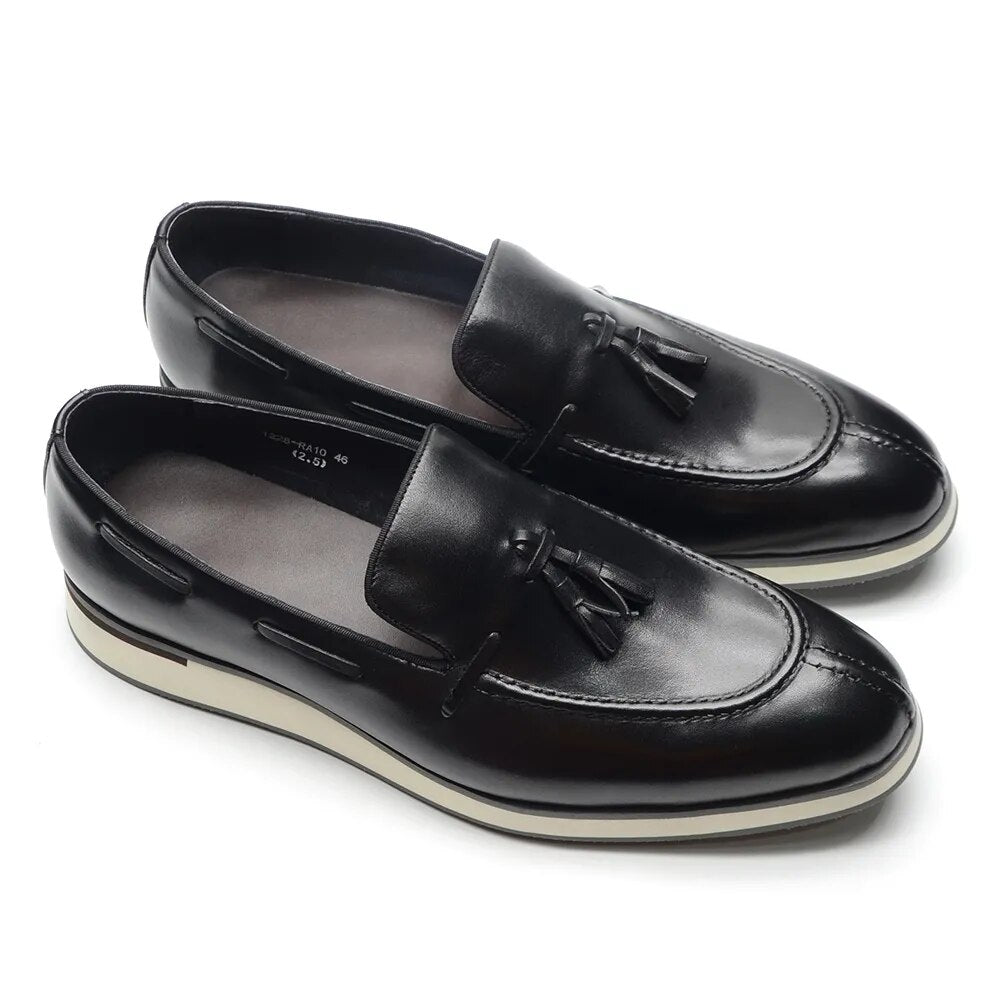 Genuine Leather Mens Sneakers Luxury Slip-on Boat Shoes