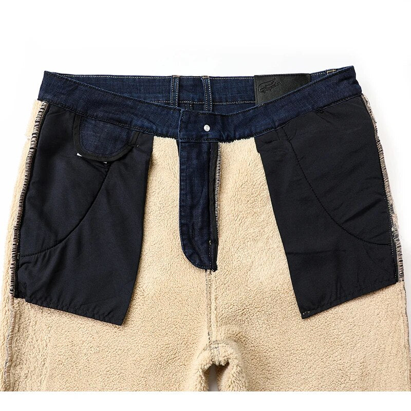 Winter New Thick Men's Lamb Fleece Jeans