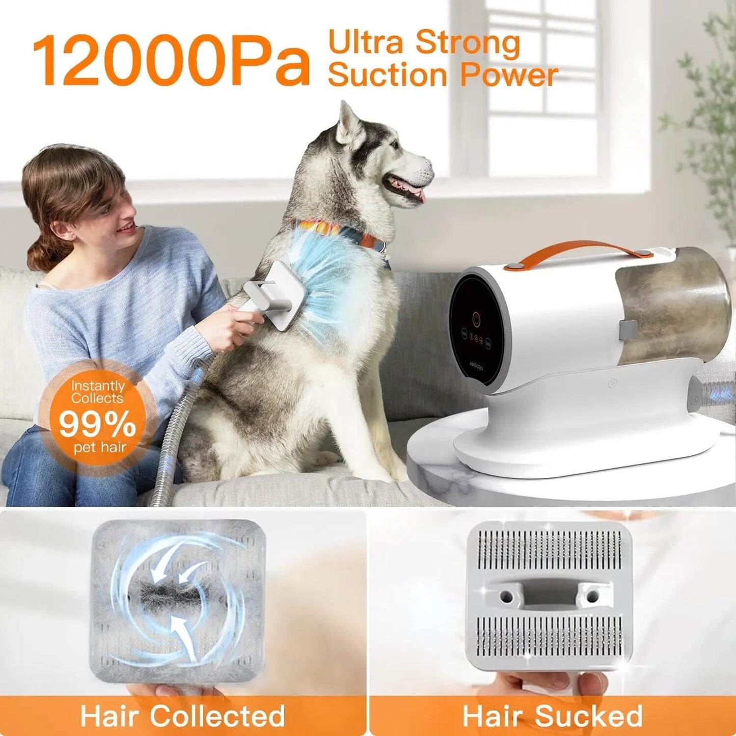 Dog Hair Vacuum & Dog Grooming Kit,