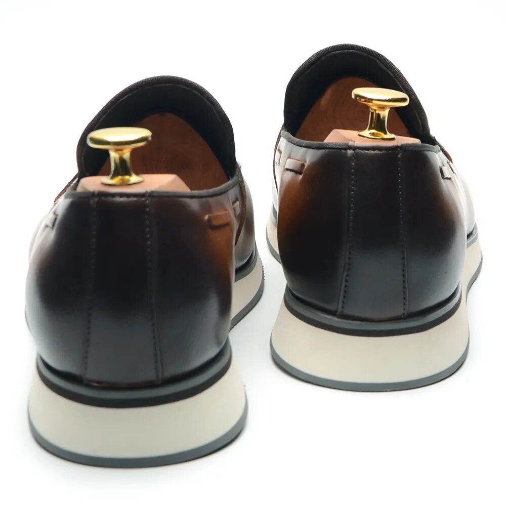 Genuine Leather Mens Sneakers Luxury Slip-on Boat Shoes