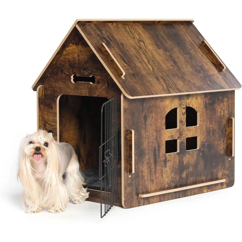 Wooden Dog House with Roof Dogs Indoor and Outdoor Use f